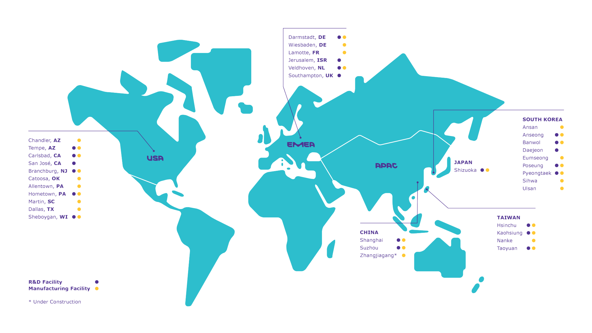 Map of Merck Electronics global presence